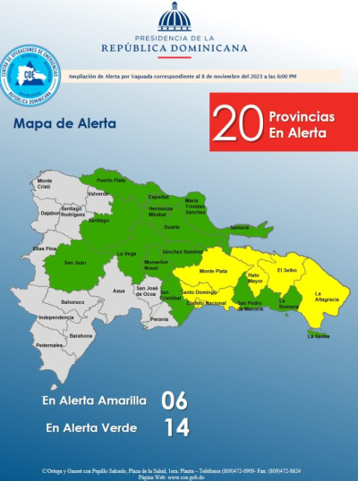 20 provincias en alerta por vaguada en el país